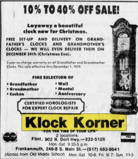 Klock Korner - Nov 25 1979 Ad